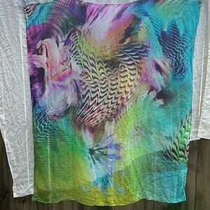 ROIDAL Swimwear Spain 100% SILK SARONG Coverup Wrap Shawl Scarf 46" x 52"